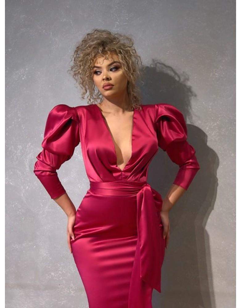 dark pink occasion dress Style Pink Evening Dress| Evening Dresses S / Pink / Satin