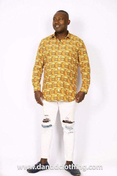 African Gold Shirt For Men-danddclothing-African Men Shirts,African Wear for Men,Yellow
