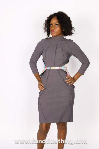 Ladies Office Dress Grey-danddclothing-AFRICAN WEAR FOR WOMEN,Dresses,Grey