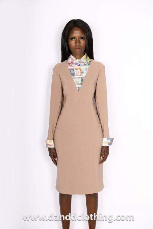 Ladies Office Dress Beige-danddclothing-AFRICAN WEAR FOR WOMEN,Dresses,Pink