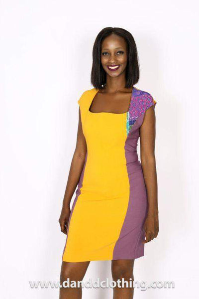 Ladies Office Dress Yellow-danddclothing-AFRICAN WEAR FOR WOMEN,Dresses,Yellow