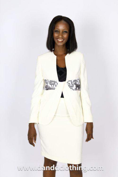 African White Office suit-danddclothing-AFRICAN WEAR FOR WOMEN,African women set,Classic Suits,White