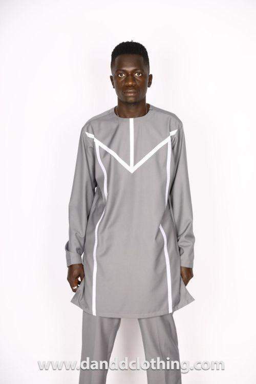 Stylish African Grey Native Outfit-danddclothing-African Wear for Men,Grey,Traditionals