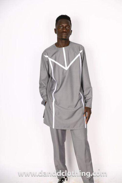 Stylish African Grey Native Outfit-danddclothing-African Wear for Men,Grey,Traditionals