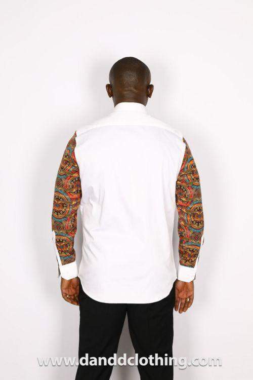 African Crocodile Print shirt-danddclothing-African Men Shirts,African Wear for Men,White