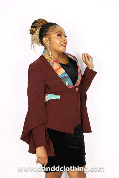 Maroon Office Jacket African-danddclothing-AFRICAN WEAR FOR WOMEN,Jackets,Women Jackets