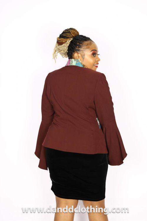 Maroon Office Jacket African-danddclothing-AFRICAN WEAR FOR WOMEN,Jackets,Women Jackets