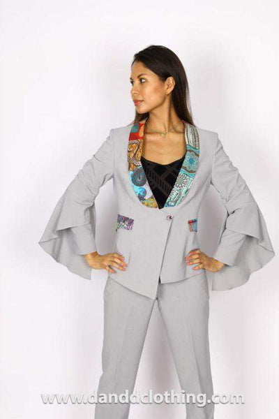 Light Grey Office Jacket-danddclothing-AFRICAN WEAR FOR WOMEN,Grey,Jackets,Women Jackets