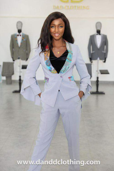Light Grey Office Jacket-danddclothing-AFRICAN WEAR FOR WOMEN,Grey,Jackets,Women Jackets