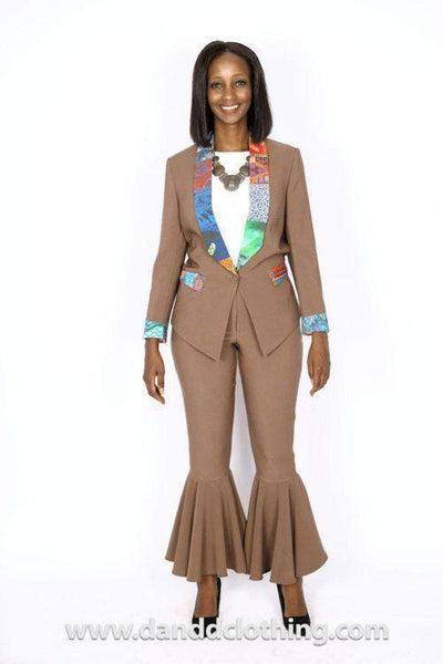 Brown African Office Suit-danddclothing-AFRICAN WEAR FOR WOMEN,Ladies Suits