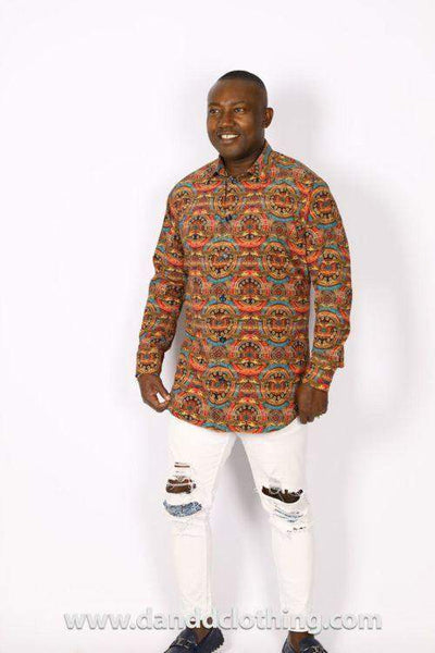 African Crocodile Print Shirt For Men-danddclothing-African Men Shirts,African Wear for Men,Multicolor