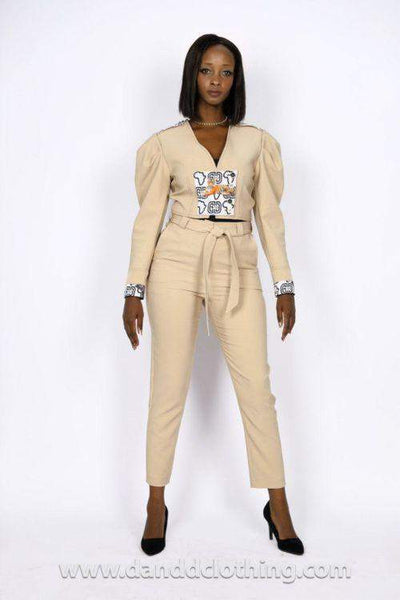 Beige African Office Jacket-danddclothing-AFRICAN WEAR FOR WOMEN,Jackets,Pink,Women Jackets