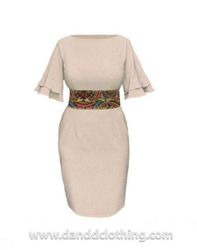 Beige African Office Dress-AFRICAN WEAR FOR WOMEN,Dresses,Pink