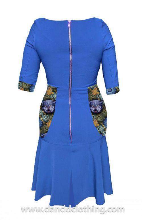 Blue African Office Dress S / Blue / Stretchy
