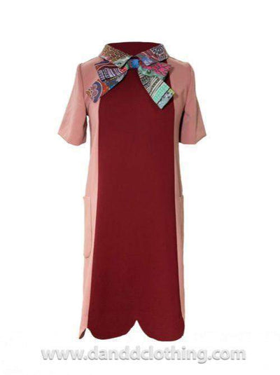 African Patched Stylish Office Dress-AFRICAN WEAR FOR WOMEN,Dresses,Pink