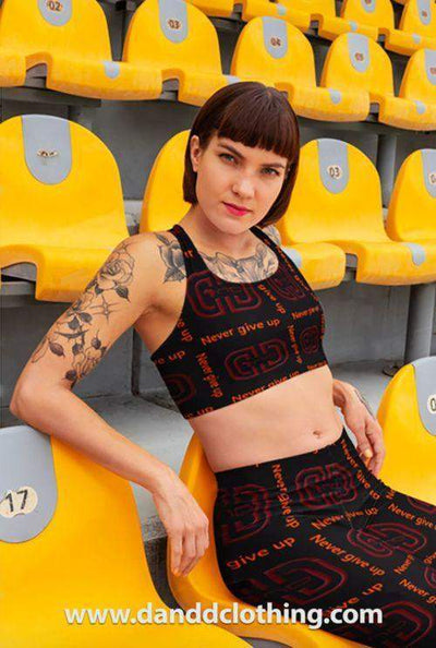D&D Print Two-Piece Workout Outfit-AFRICAN WEAR FOR WOMEN,Brown,Fitness,Sets