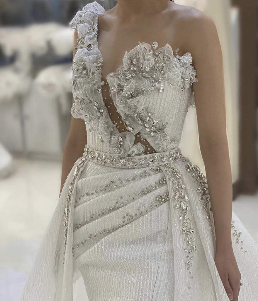 Wedding Dress With Swarovski Stones L / White Wedding Dress With Swarovski Stones L / White