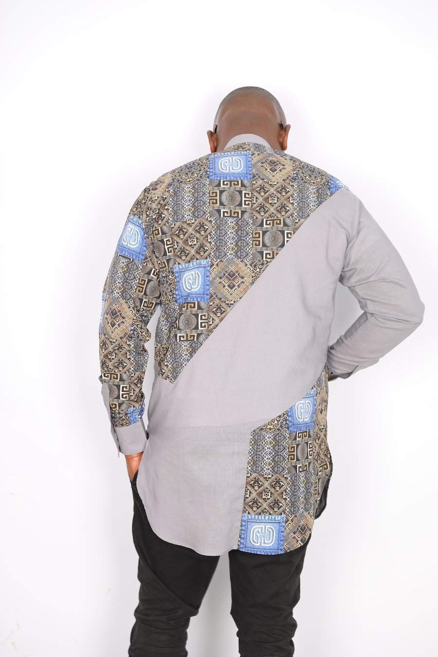 African Linen Shirt Grey-danddclothing-African Men Shirts,African Wear for Men,Grey,Linen