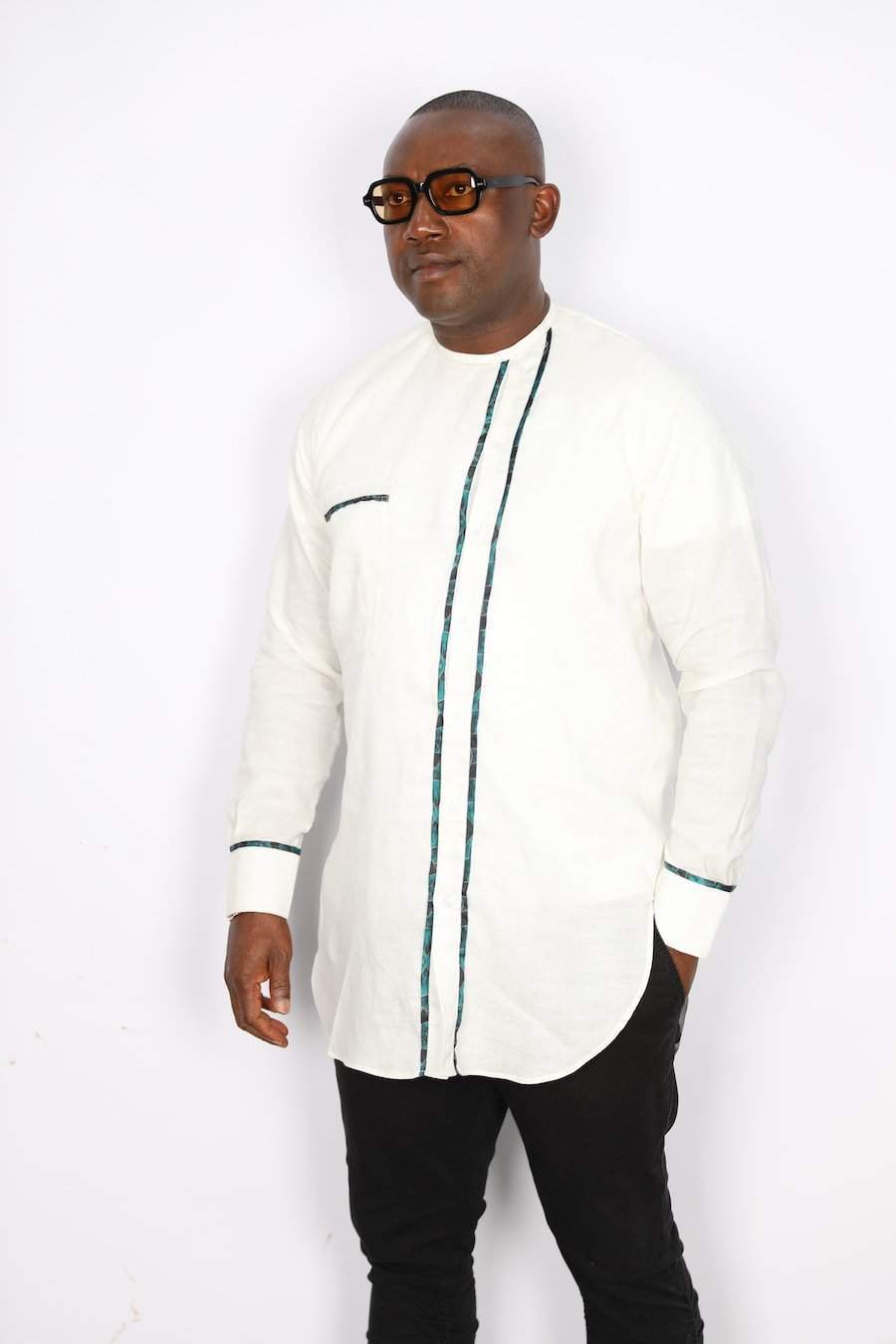 African Linen Shirt White Plain-danddclothing-African Men Shirts,African Wear for Men,FEATURED,Linen,White