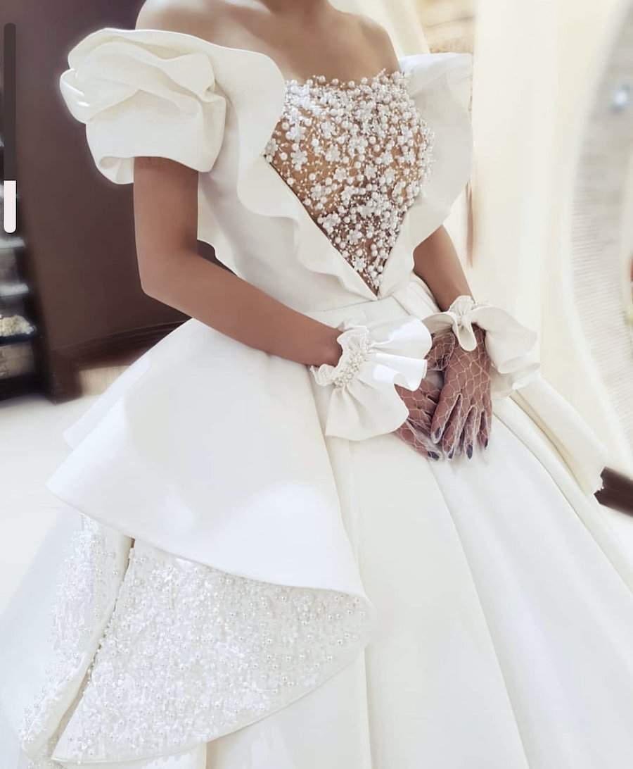 Barbie White Wedding Gown-Ball Gown,Classic Elegant Gowns,Royal Wedding Dresses,White