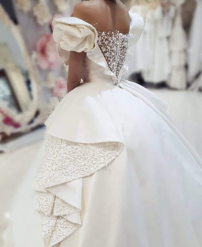 Barbie White Wedding Gown-Ball Gown,Classic Elegant Gowns,Royal Wedding Dresses,White