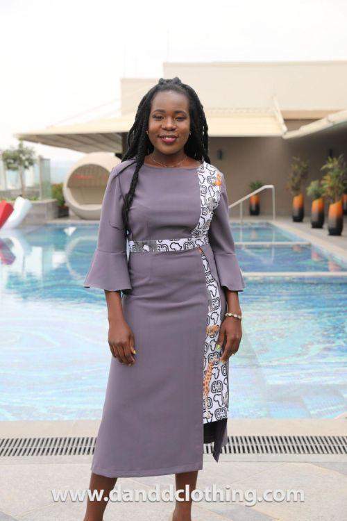 Grey Maxi Dress Animals-AFRICAN WEAR FOR WOMEN,Dresses,Grey