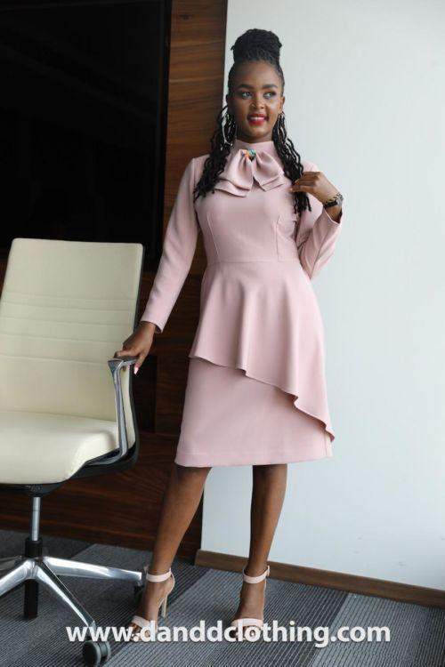 Pink Stylish Office Dress-AFRICAN WEAR FOR WOMEN,Dresses