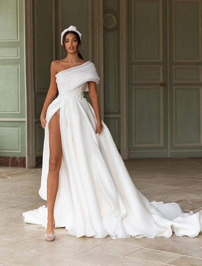 Delightful White Wedding Dress-danddclothing-Classic Elegant Gowns,Mermaid,Royal Wedding Dresses,White