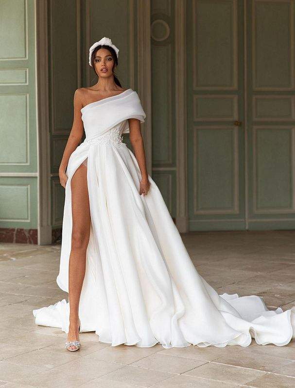 Delightful White Wedding Dress XXXL / White / Satin Delightful White Wedding Dress XXXL / White / Satin