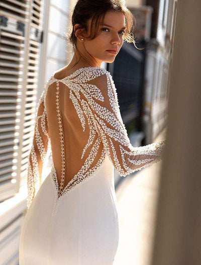 Slim White Wedding Dress | Wedding Gowns – D&D Clothing