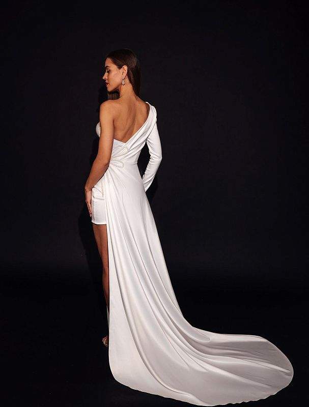 Pretty White Wedding Dress-danddclothing-A-line,Classic Elegant Gowns,Royal Wedding Dresses,White