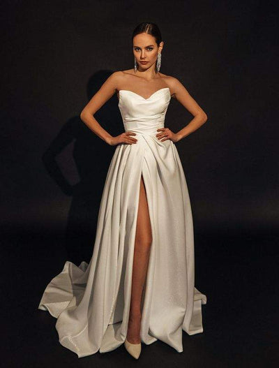 Sweetheart Bridal White Wedding Dress-danddclothing-Classic Elegant Gowns,Mermaid,Royal Wedding Dresses,White