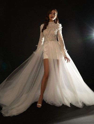 Dream Long Sleeve Princess Wedding Dress-danddclothing-Classic Elegant Gowns,Mermaid,Royal Wedding Dresses,White