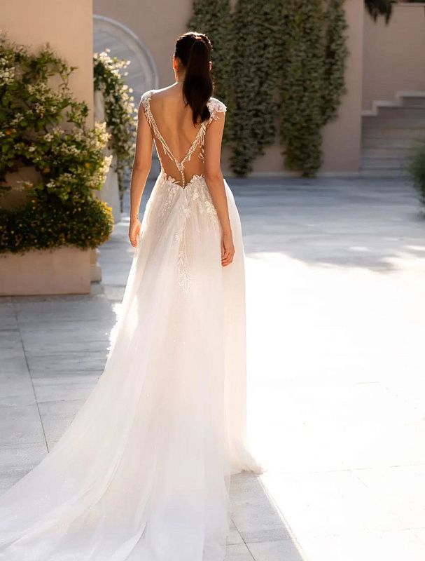 Wondrous High Side Slit White Wedding Dress