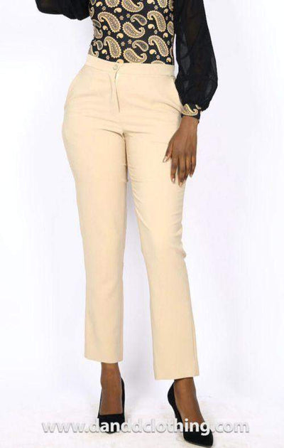 Beige Classic Pants for Women-danddclothing-AFRICAN WEAR FOR WOMEN,Female trousers,Pink,Trousers
