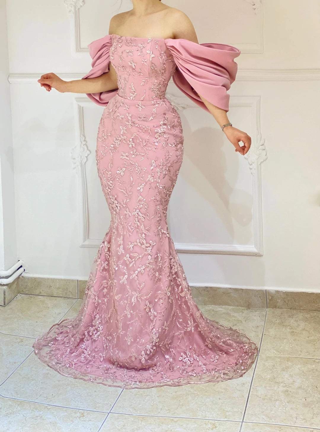 Delightful Baby Pink Evening Dress| Latest Evening Dresses XS / Pink / Lace Delightful Baby Pink Evening Dress| Latest Evening Dresses XS / Pink / Lace
