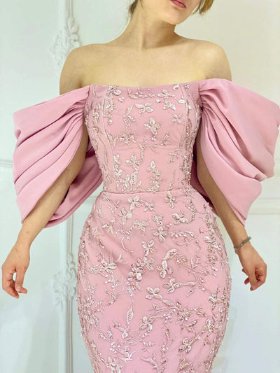 Delightful Baby Pink Evening Dress-danddclothing-Classic Elegant Gowns,Evening Dresses,Long