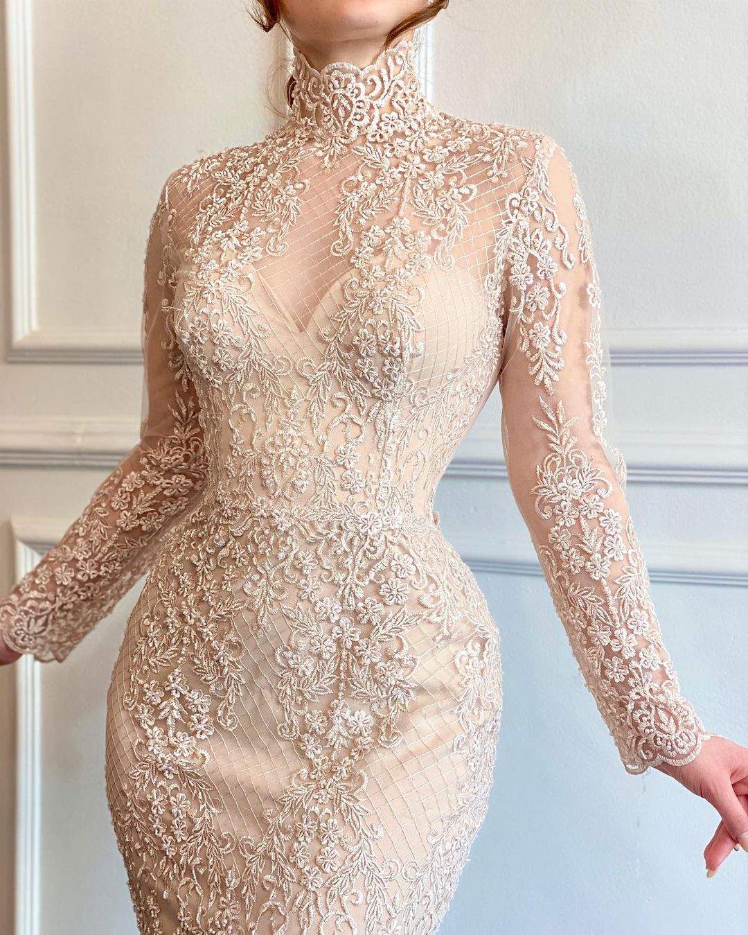Charming Cream Evening Dress| Latest Evening Dresses XS / Cream / Lace