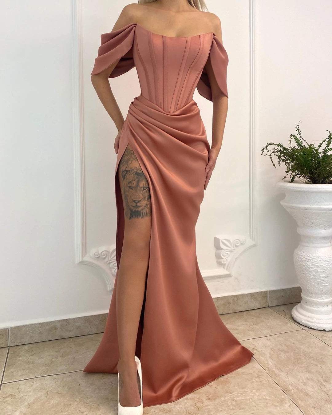 Peony Peach Evening Dress| Latest Evening Dresses L / Peach / Lace Peony Peach Evening Dress| Latest Evening Dresses L / Peach / Lace