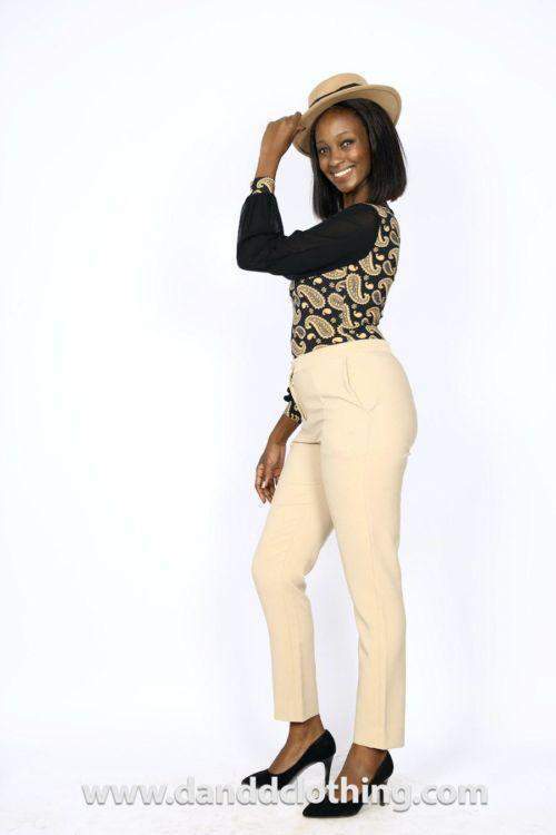 Beige Classic Pants for Women-danddclothing-AFRICAN WEAR FOR WOMEN,Female trousers,Pink,Trousers
