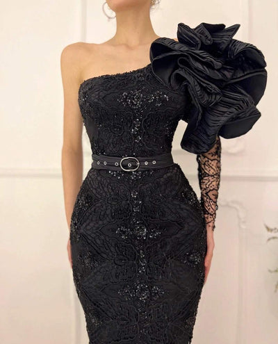 Delicate Black Evening Dress-danddclothing-Classic Elegant Gowns,Evening Dresses,Long
