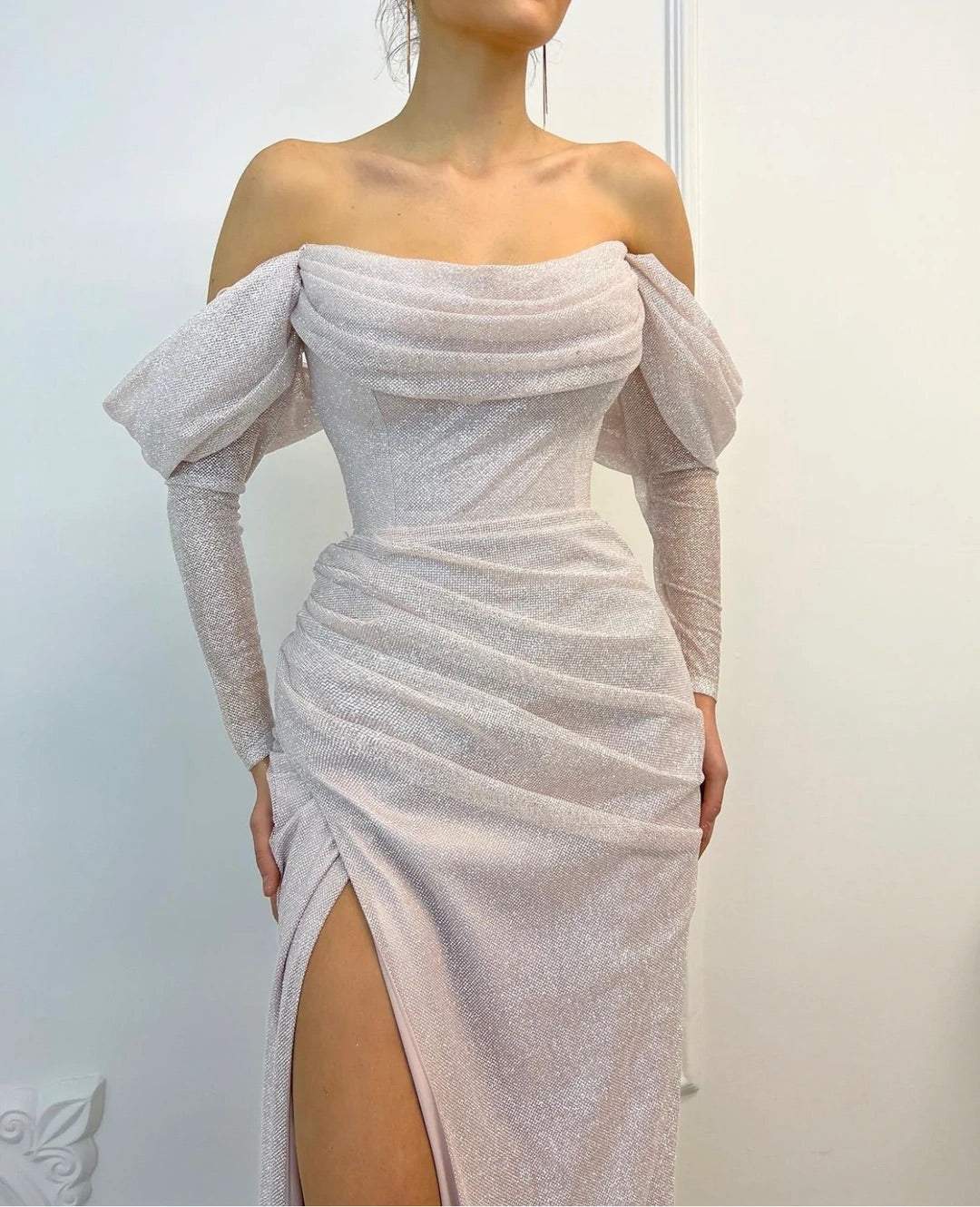 Delicate Off White Evening Dress-danddclothing-Classic Elegant Gowns,Evening Dresses,Long