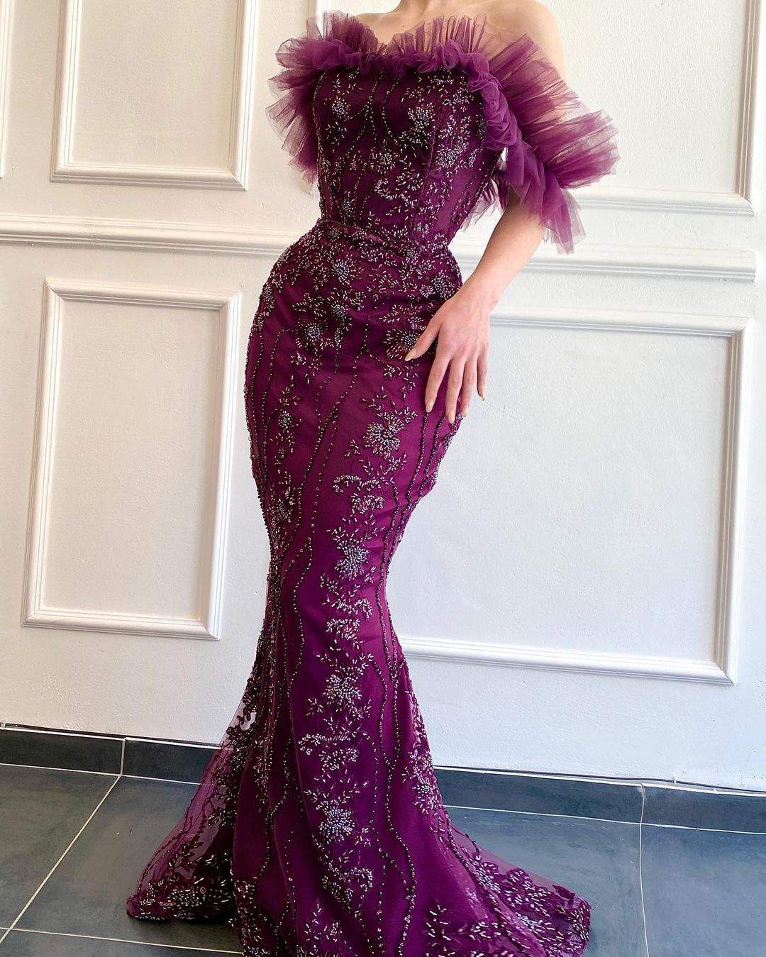 Hypnotic Purple Evening Dress-danddclothing-Classic Elegant Gowns,Evening Dresses,Long