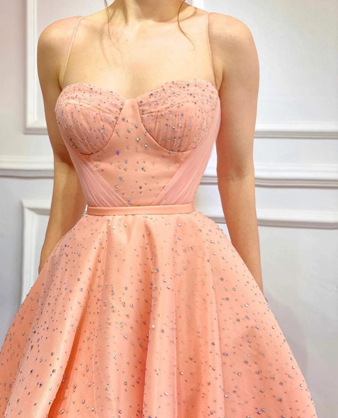Blush Baby Pink Evening Dress-danddclothing-Classic Elegant Gowns,Evening Dresses,Long
