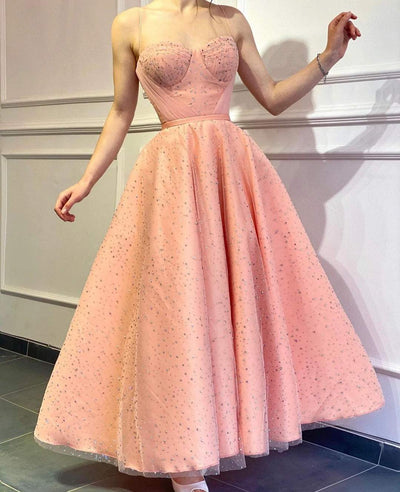 Blush Baby Pink Evening Dress-danddclothing-Classic Elegant Gowns,Evening Dresses,Long