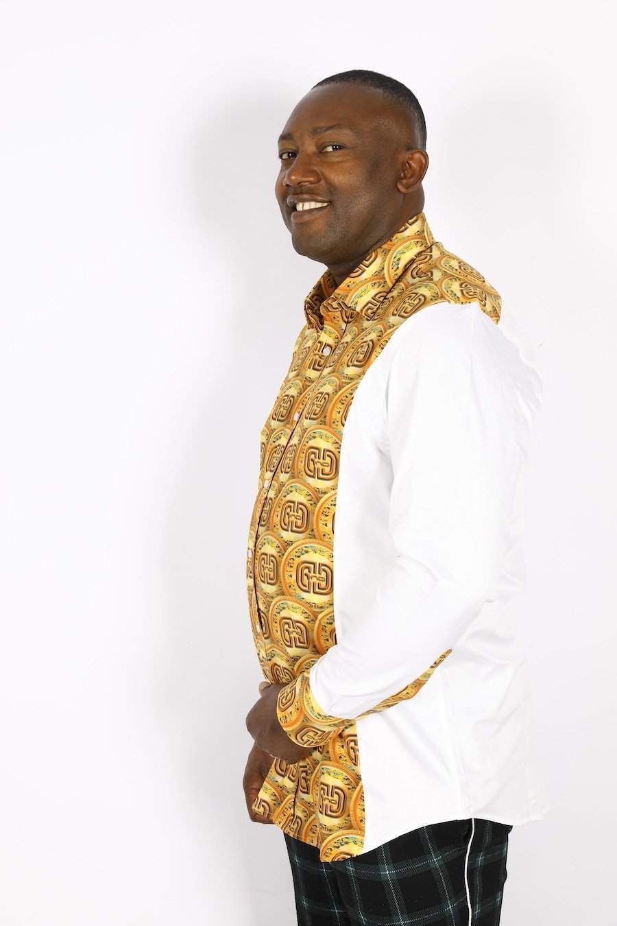 White Long Sleeve Shirt with Coins | African Men Shirts
