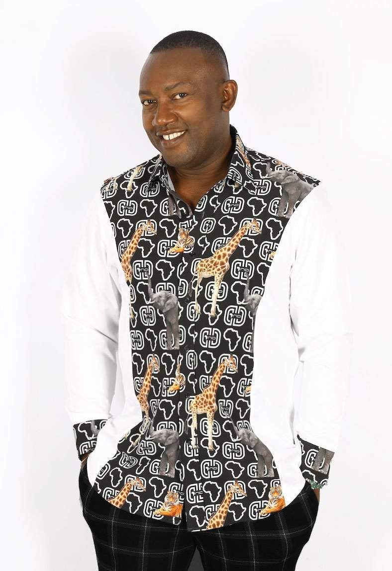 African animal print long sleeve-danddclothing-African Men Shirts,African Wear for Men,White