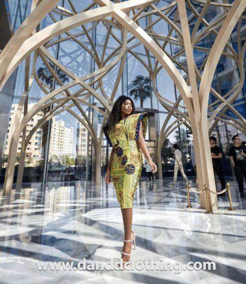 Yellow African Ankara Dress (2) Size / Yellow
