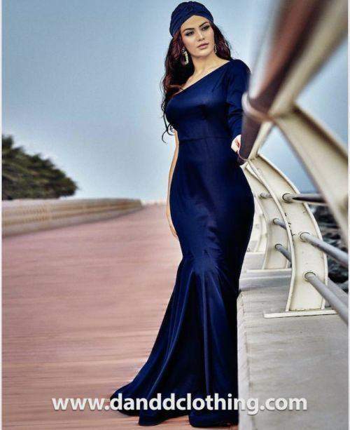 Dark Blue Evening Dress From Satin-Classic Elegant Gowns,Dark Blue,Evening Dresses,Long