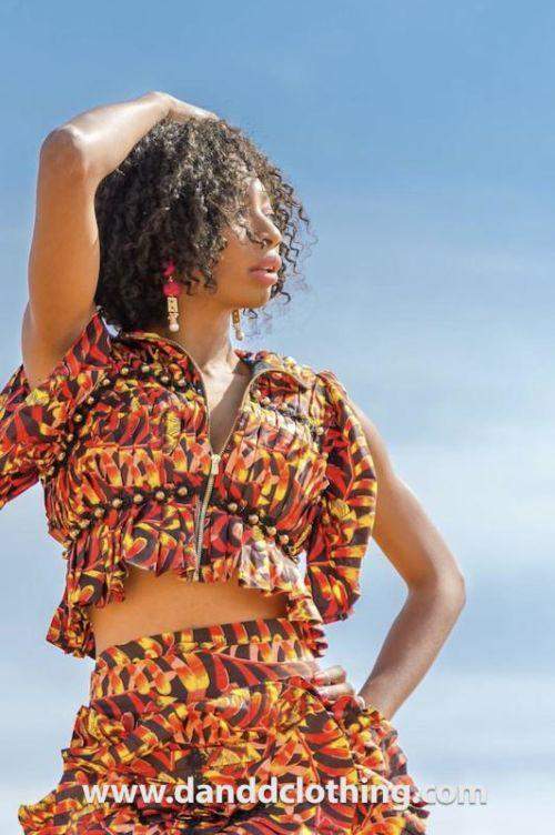 African Designer's Dress Orange-AFRICAN WEAR FOR WOMEN,Dresses,Multicolor